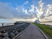 Walk along Cardiff Bay Barrage