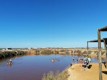 Experience the salt harvesting tour and 'Dead Sea' soak at Salinas do Grelha