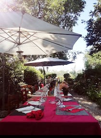 Dine in the garden at La Brouette