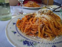 Tuck into spaghetti carbonara at La Piccola Amatrice