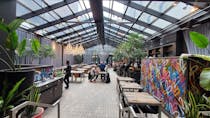 Brunch in a chandeliered glasshouse