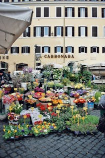 Pick up flowers at Mercato Campo de' Fiori