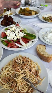 Sample homemade Greek dishes at Irini's Cafe Neon