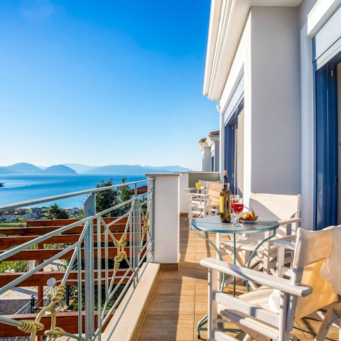 Fall in love with the balcony's Ionian Sea views