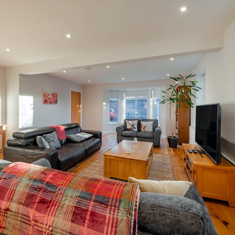 Rest weary legs after a long walk on the cosy leather sofas