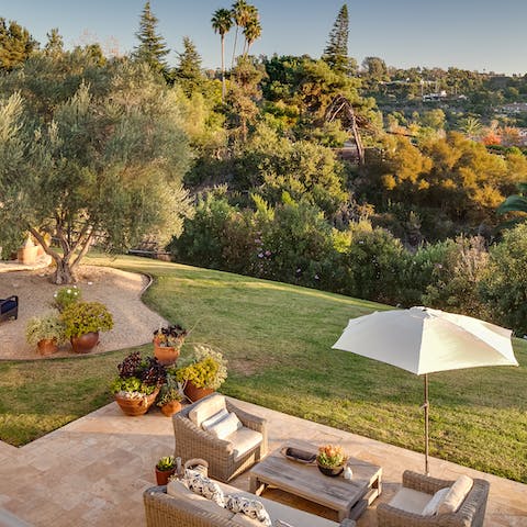 Admire the lush landscape views from the house and across the garden