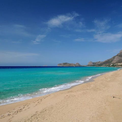 Make the 800-metre journey over to Falassarna Beach and relax on the golden sands