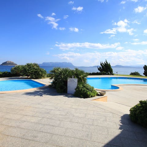 Go for a dip in the communal pool to beat the heat – there's even a shallow pool for children