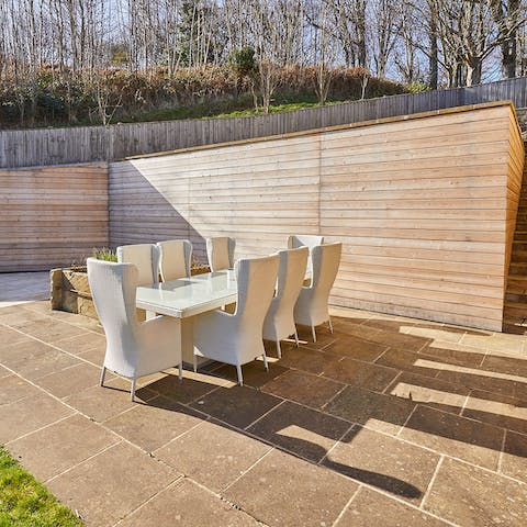 Enjoy an English breakfast on the outdoor table