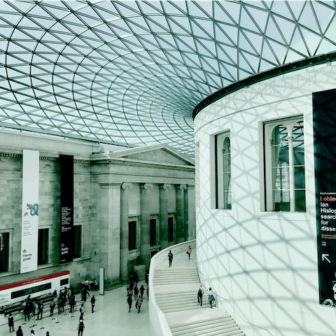 Explore the endless collections of the British Museum, a ten-minute walk away