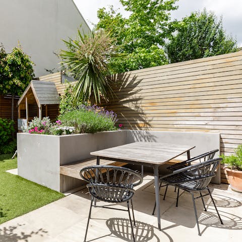 Fire up the barbecue in the sunny garden and enjoy a glass of fizz while lunch cooks away