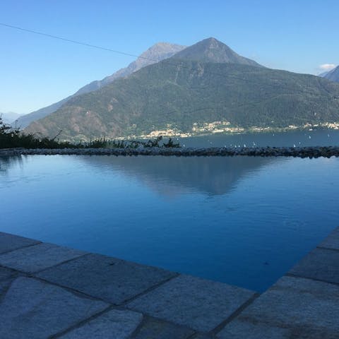 Admire the lake and mountain vistas from the shared pool