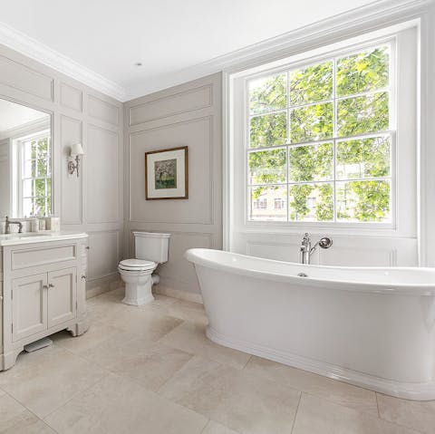 Have a long soak in the freestanding bath after exploring London