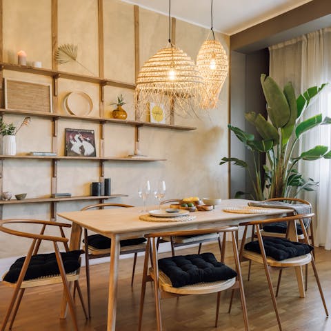 Gather together for a celebratory Portuguese meal at the elegant dining table