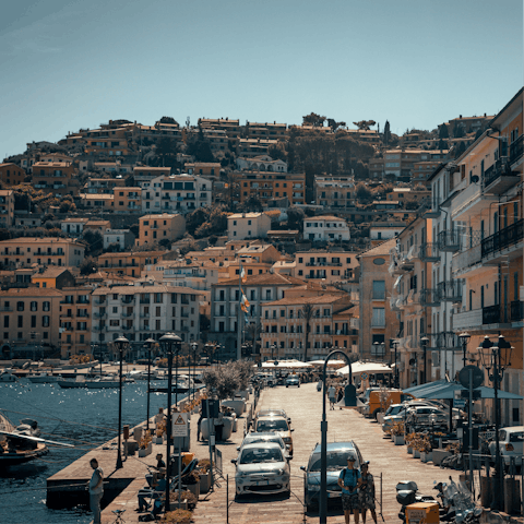 Drive twenty minutes along the coast to the seaport of Porto Santo Stefano