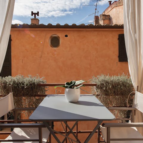 Savour the Tuscan sunshine on the private balcony