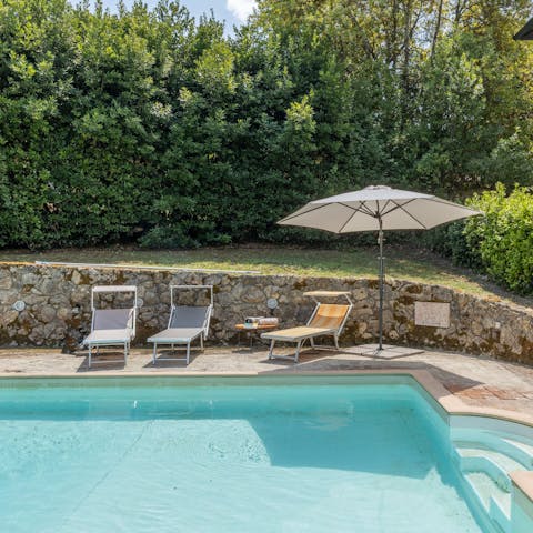 Cool off with a dip in the large swimming pool