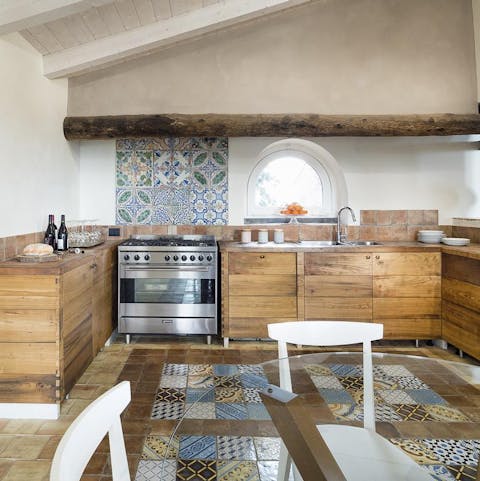 Practise your Italian-style cooking in the beautiful kitchen