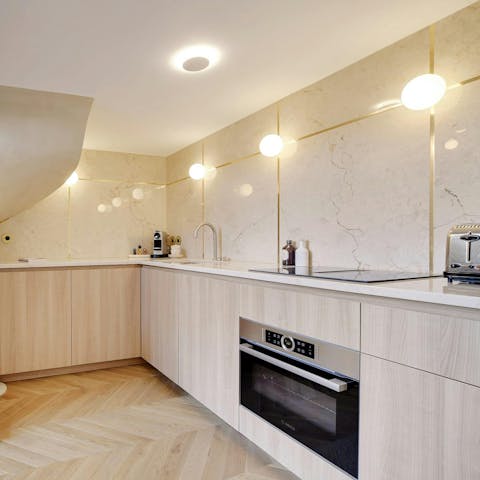 Come home to your favourite food cooked in the stylish kitchen