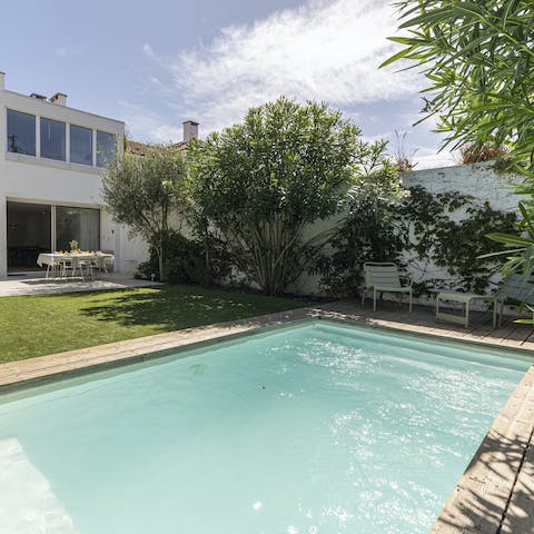 Float in the private pool to unwind after a day in the city