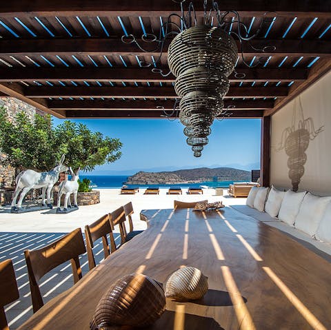 Gather for Cretan inspired meals and drinks as the sun sets