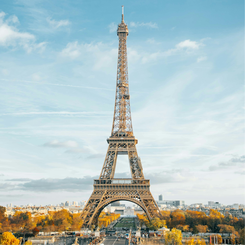 Begin your stay in Paris with a romantic stroll to the Eiffel Tower