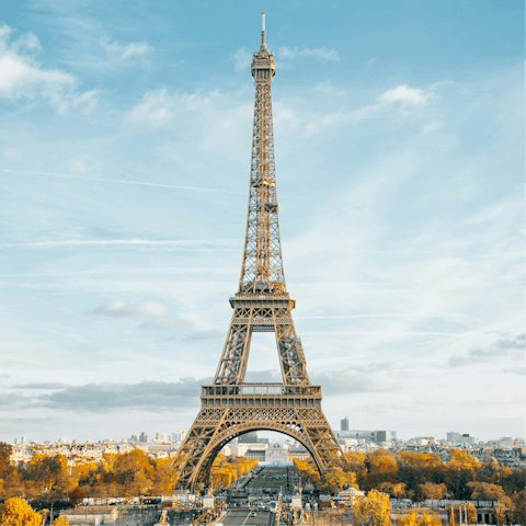 Begin your stay in Paris with a romantic stroll to the Eiffel Tower