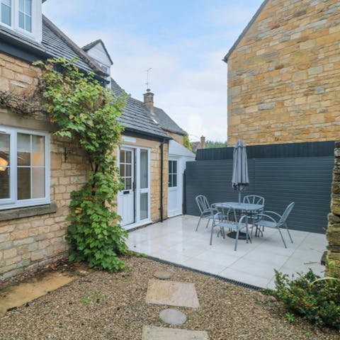 Enjoy alfresco meals on the quaint terrace