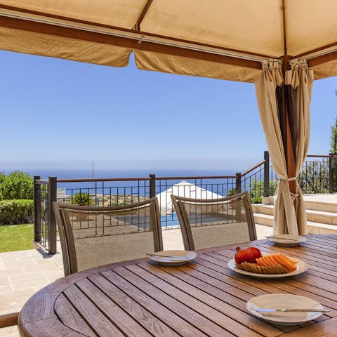Gather under the gazebo for a leisurely lunch