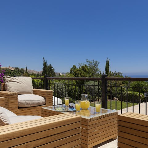 Sip fresh juice in the mornings from the outdoor lounge