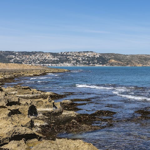 Explore the rugged shoreline of Jávea – the beach is a short walk away