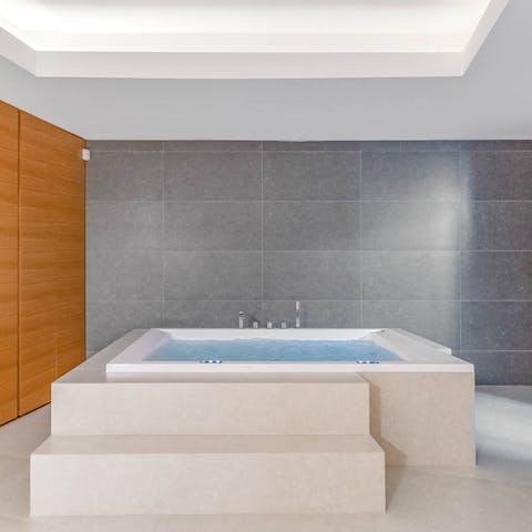 Soak away the stress in the indoor jacuzzi
