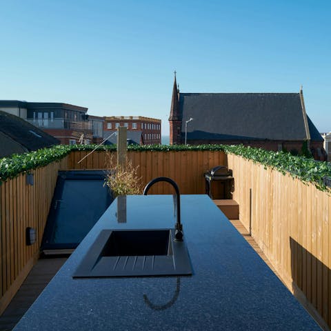 Head up to the roof terrace for drinks with a sea view