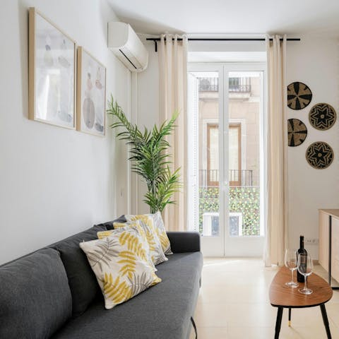 Enjoy a glass of Cava in the living room