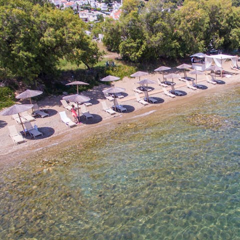 Pad barefoot to the beach, it's just 200 metres away