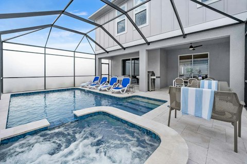 Cool off in the pool or bubble away in the hot tub