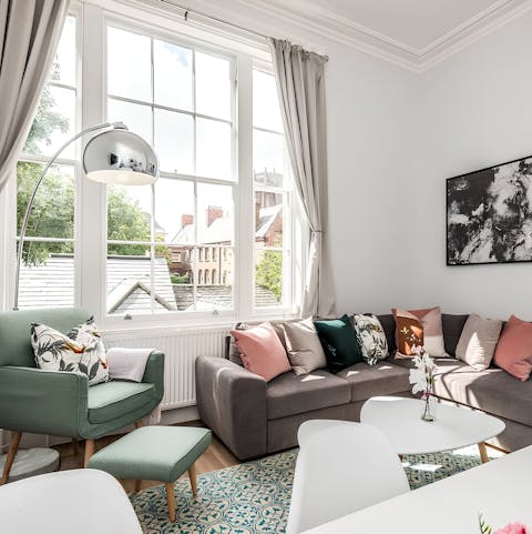 Spend your downtime sipping coffee in the light-filled living room