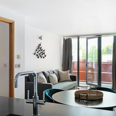 Make yourself at home in the bright living area