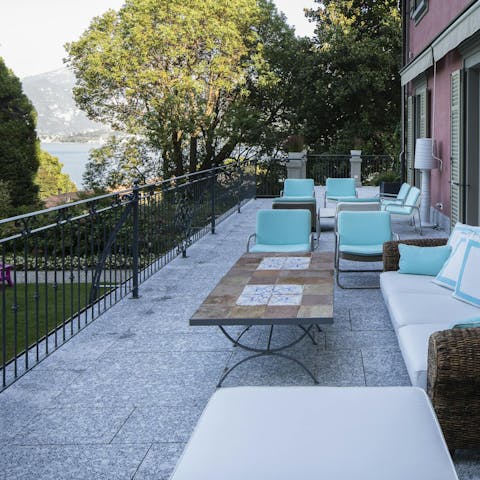 Admire Lake Como views from the terrace and garden