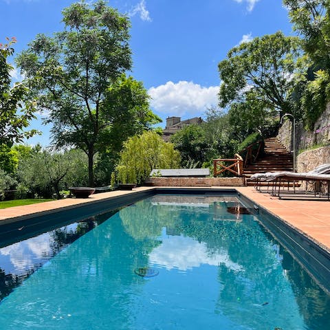 Slip into the long pool and swim laps in the sunshine