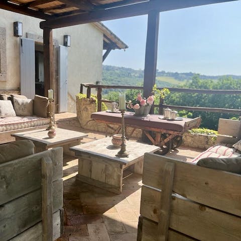 Enjoy valley views from the covered terrace