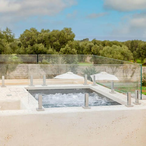 Take in the views of the Itria Valley from the Jacuzzi