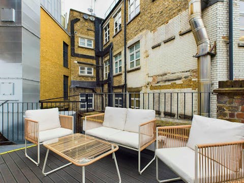 Sip your morning coffee on the private balcony