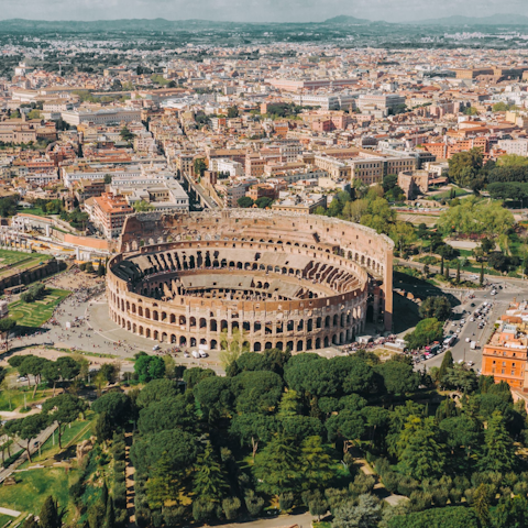 Stay around a five-minute walk from the iconic Colosseum