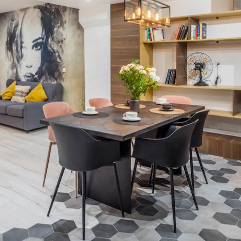 Start the day with coffee and fresh pastries at the dining area