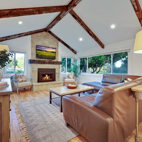 Cosy up on the sofa and light the fire on cooler evenings