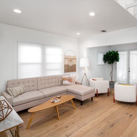 Cosy up on the comfortable corner sofa with your streaming service of choice