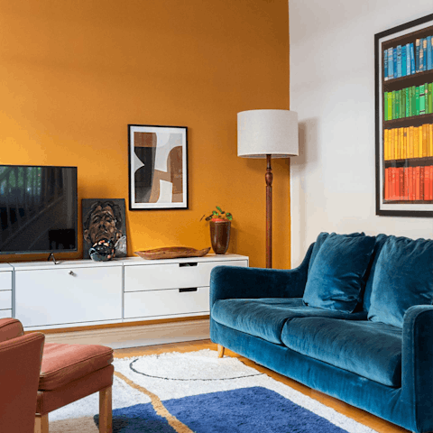 Plop down on the comfortable sofa, a good book in hand