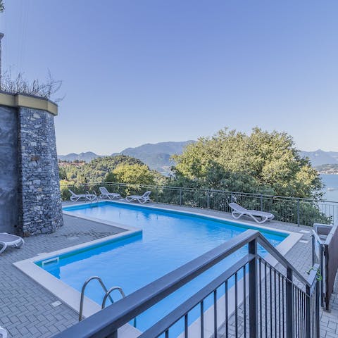 Swim in the communal pool to cool off in the Italian heat