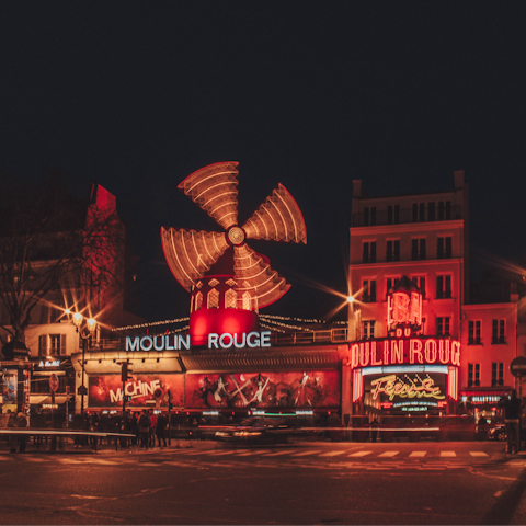 Take in a show to remember at the Moulin Rouge – it's a short walk away